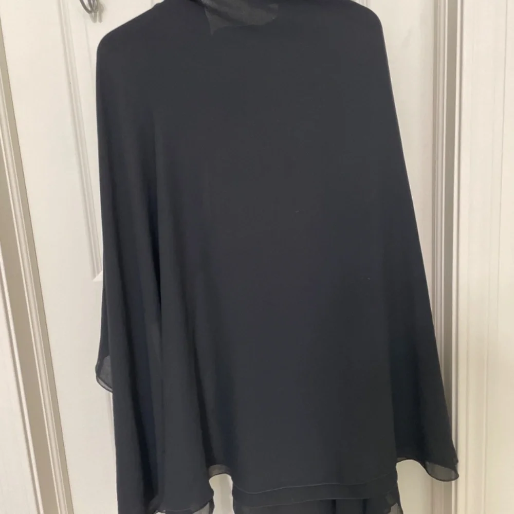 VintageLady Continental Boutique Black Chiffon Evening Cape Wrap‎ Sheer